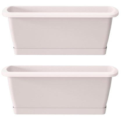 2x Jardinera Respana Con Soporte De Plastico En Color Blanco 78,6 (largo) X 18,4 (ancho) X 14,5 (alto) Cm