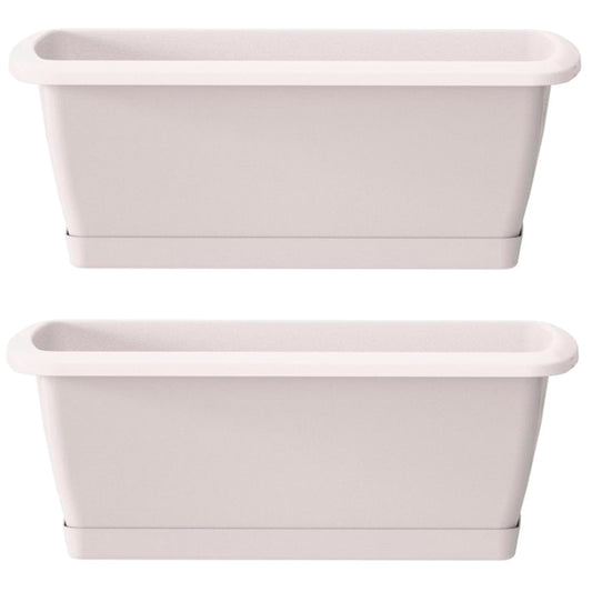 2x Jardinera Respana Con Soporte De Plastico En Color Blanco 78,6 (largo) X 18,4 (ancho) X 14,5 (alto) Cm_0