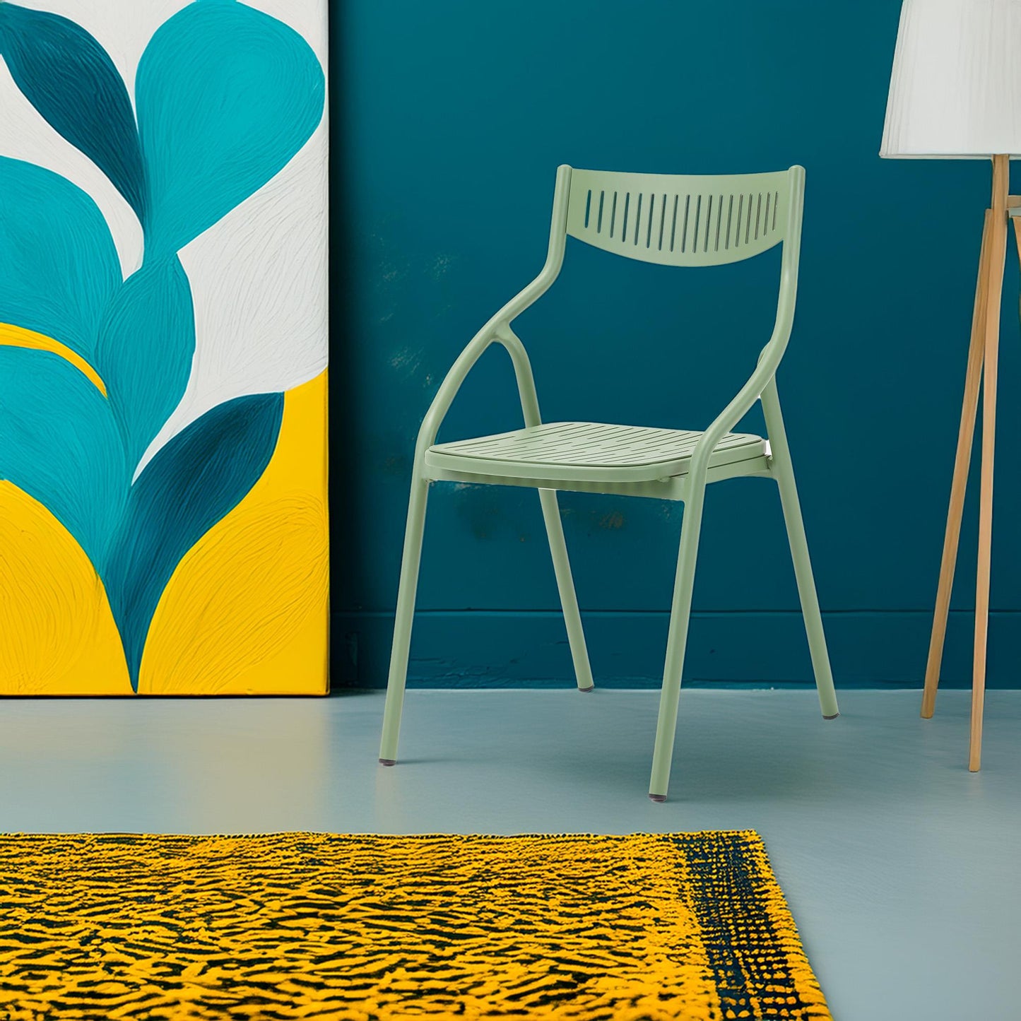 Silla Alba Verde De Aluminio - Moderna Y Duradera 60x55x95cm - Well Home_2