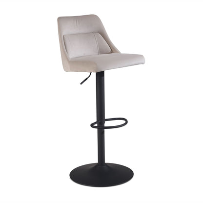 Taburete De Bar, Terciopelo Beige Con Respaldo 86 - 106 Cm_0