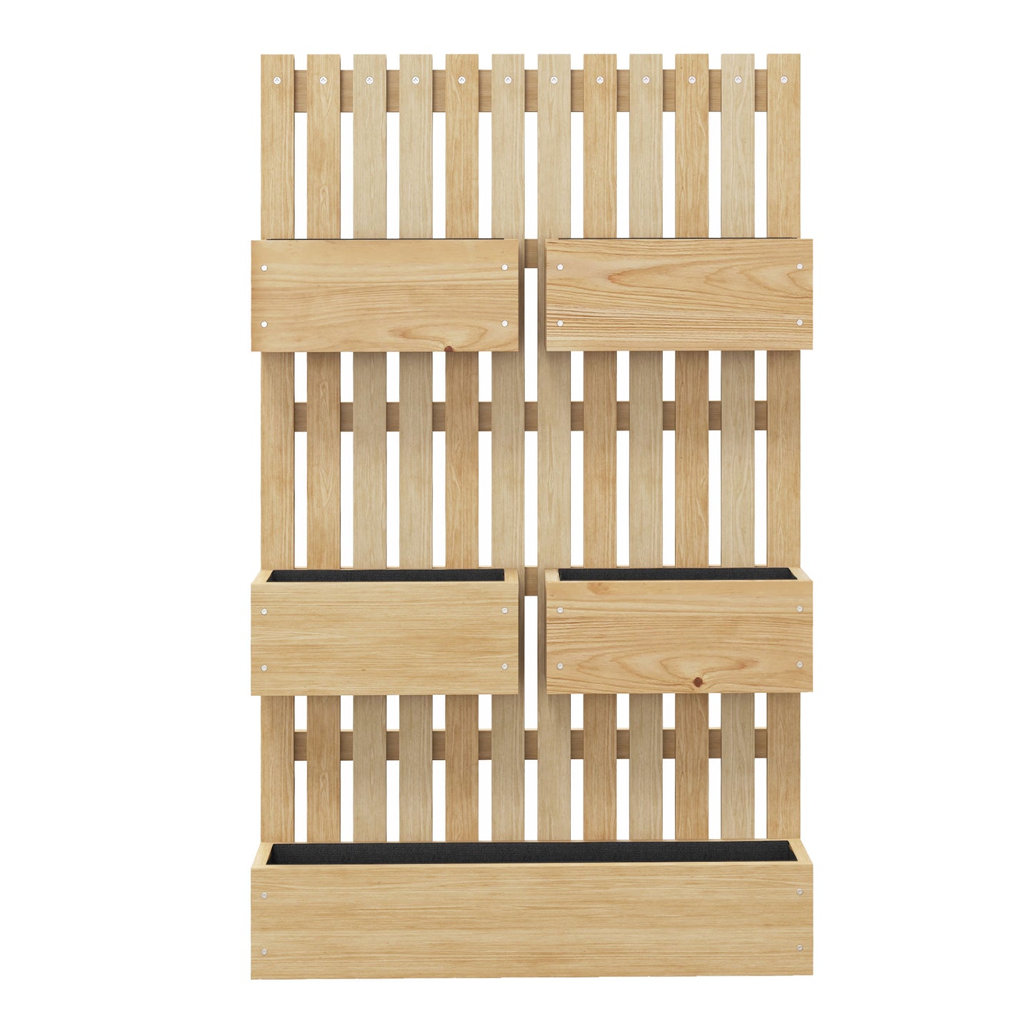 Outsunny Jardinera De Pared Con Enrejado De Madera 5 Macetas Móviles 60x16x100cm_4