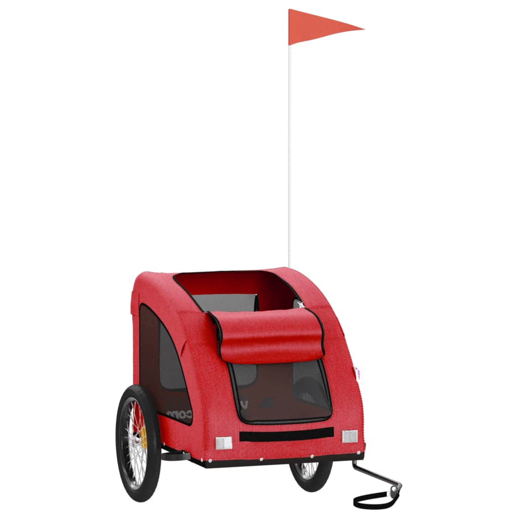 Remolque De Bicicleta Mascotas Hierro Tela Oxford Rojo_2