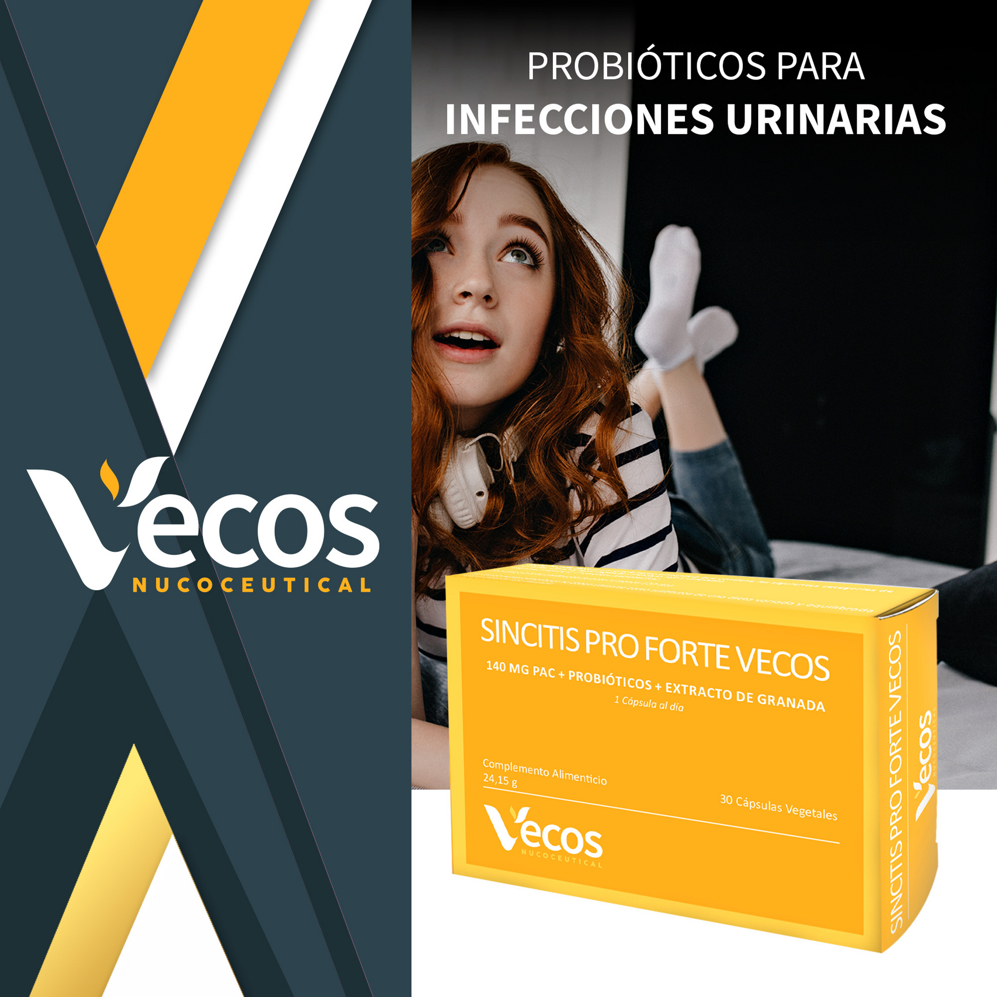 Sincitis Pro Forte VECOS (30 cápsulas) | Bienestar femenino, Prevención de Cistitis| Arándano rojo + Probióticos_1