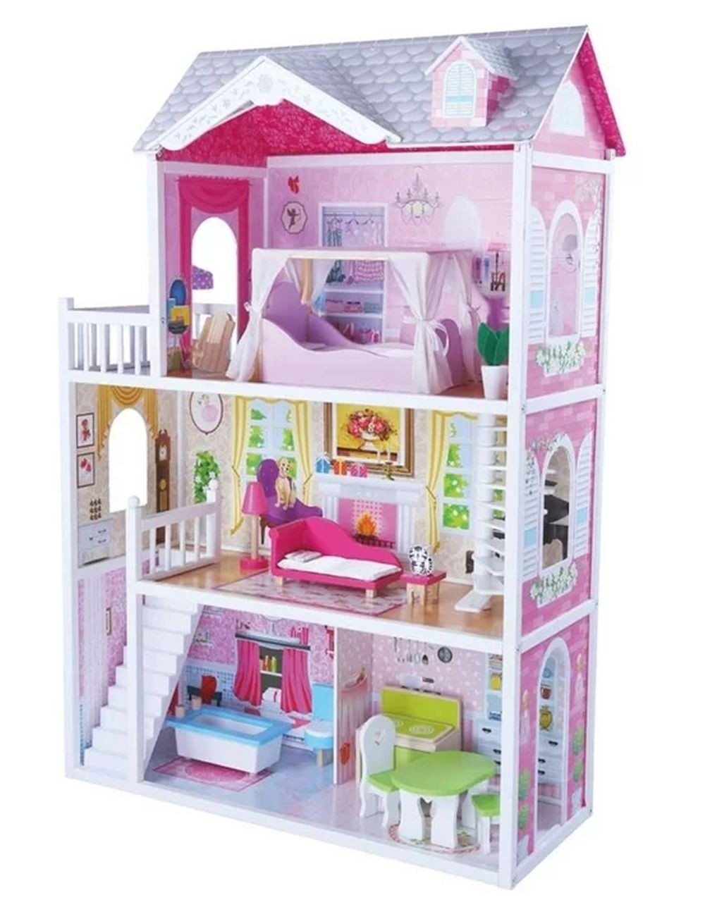Casita De Muñecas De Madera Aria Con Accesorios_2