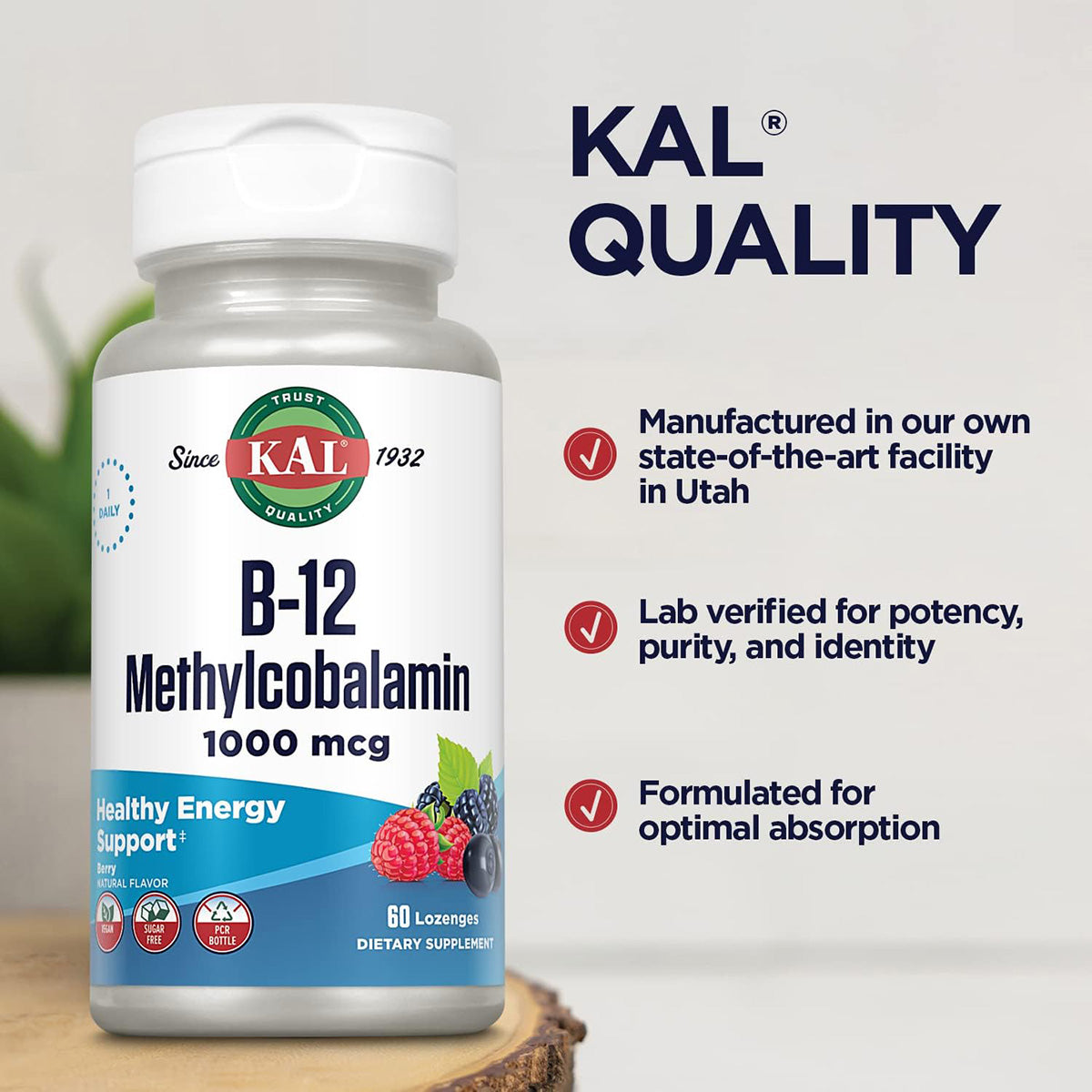 B-12 Metilcobalamina e Adenosilcobalamina, Kal, 60 comprimidos