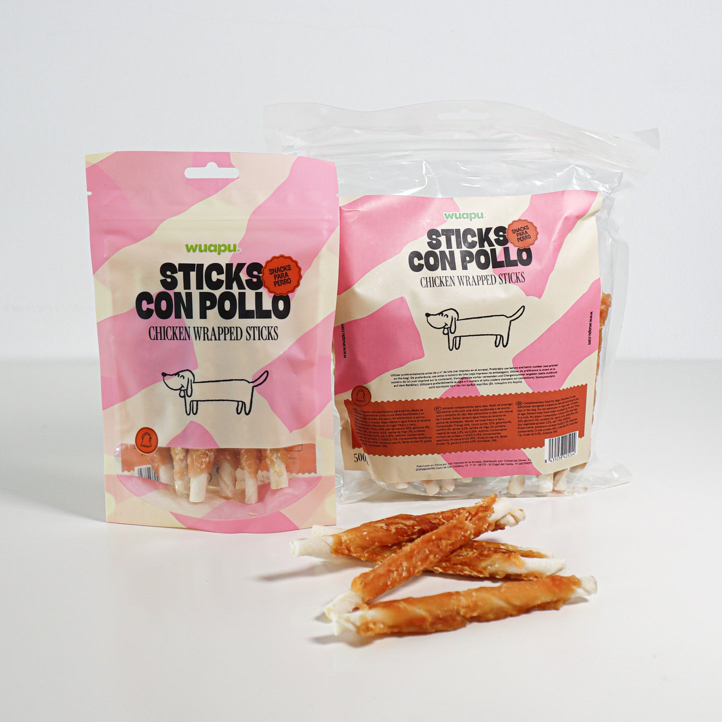 Snack Para Perro En Stick Vacuno Con Pollo Desecado Wuapu 500gr_0