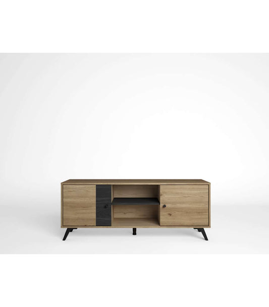 Mueble Televisión Natur 2 Puertas 2 Huecos Acabado Natural/bocamina, 136.3cm(ancho) 53.1c_0