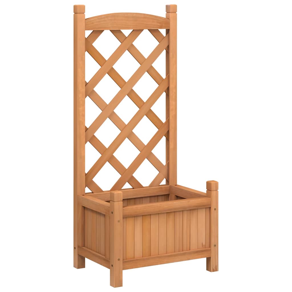 Jardinera Con Enrejado Marrón 40x30x90 Cm Madera Maciza De Abeto_0