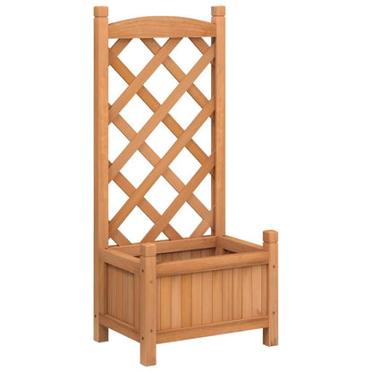 Jardinera Con Enrejado Marrón 40x30x90 Cm Madera Maciza De Abeto_0