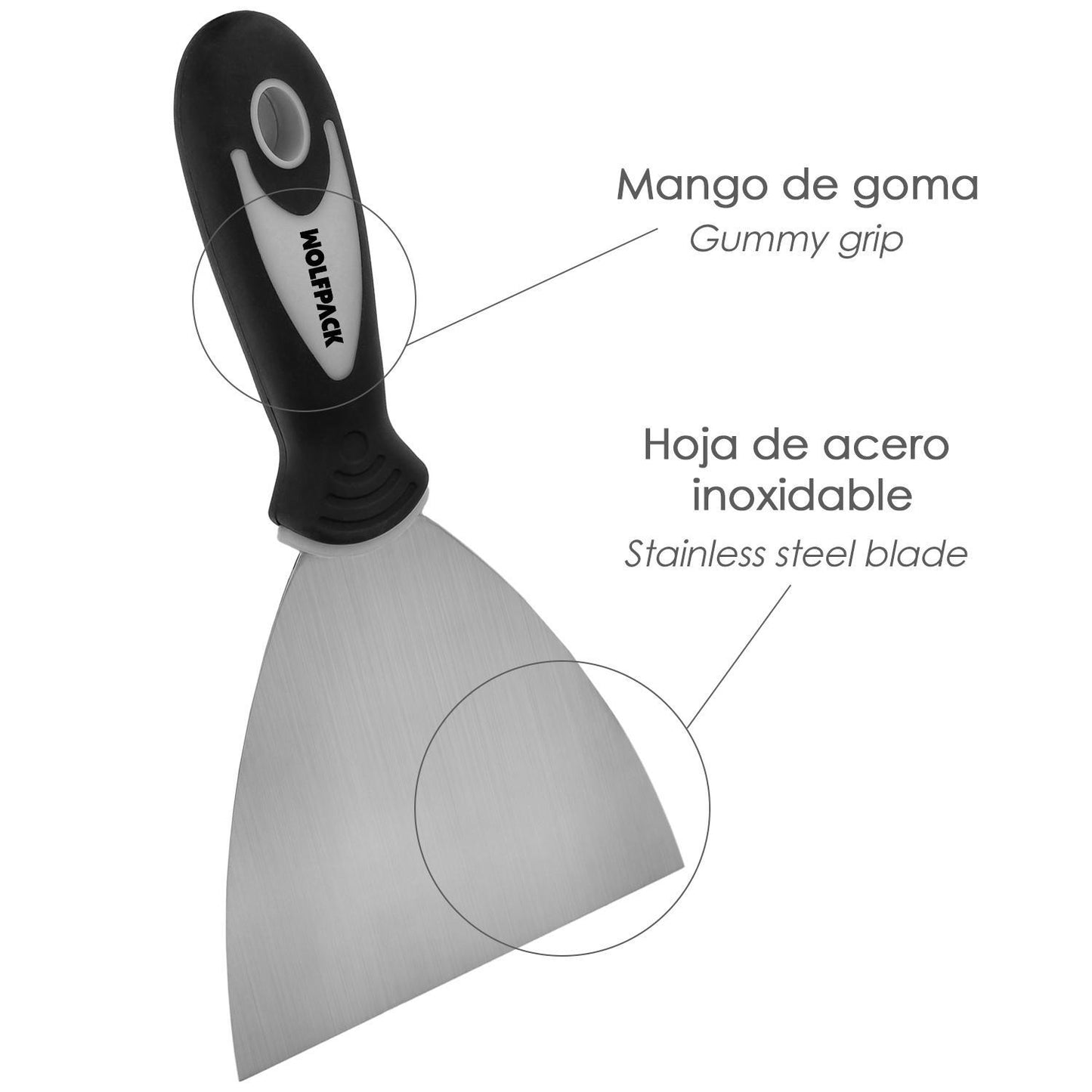 Espatula Acero Inoxidable Ancho 60 Mm. Con Mango De Goma Ergonomico, Espatula Pintor, Espatula Masilla, Paletina, Paleta Rascar