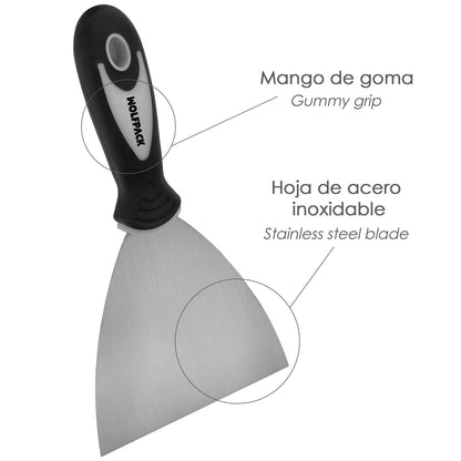 Espatula Acero Inoxidable Ancho 60 Mm. Con Mango De Goma Ergonomico, Espatula Pintor, Espatula Masilla, Paletina, Paleta Rascar