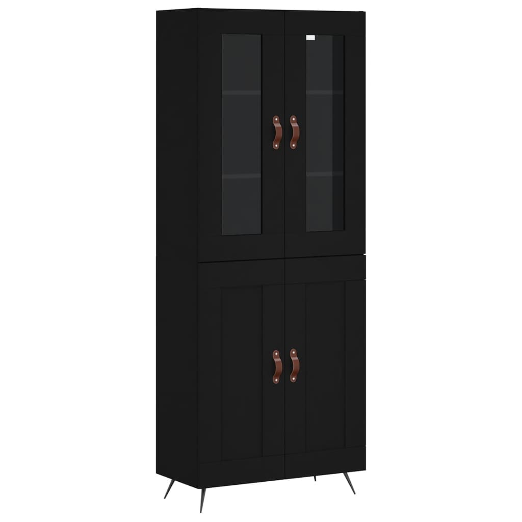 Aparador Alto Madera Contrachapada Negro 69,5x34x180 Cm_1
