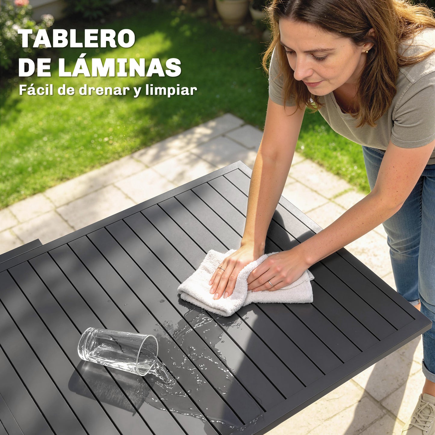 Outsunny Mesa De Jardín Exterior Extensible 135/270x90 Cm De Aluminio Gris_5
