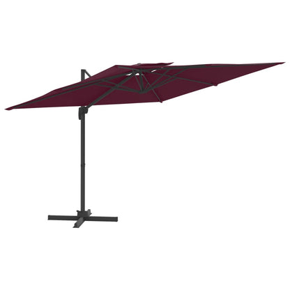 Vidaxl Sombrilla Colgante De Doble Techo Rojo Burdeos 400x300 Cm_0