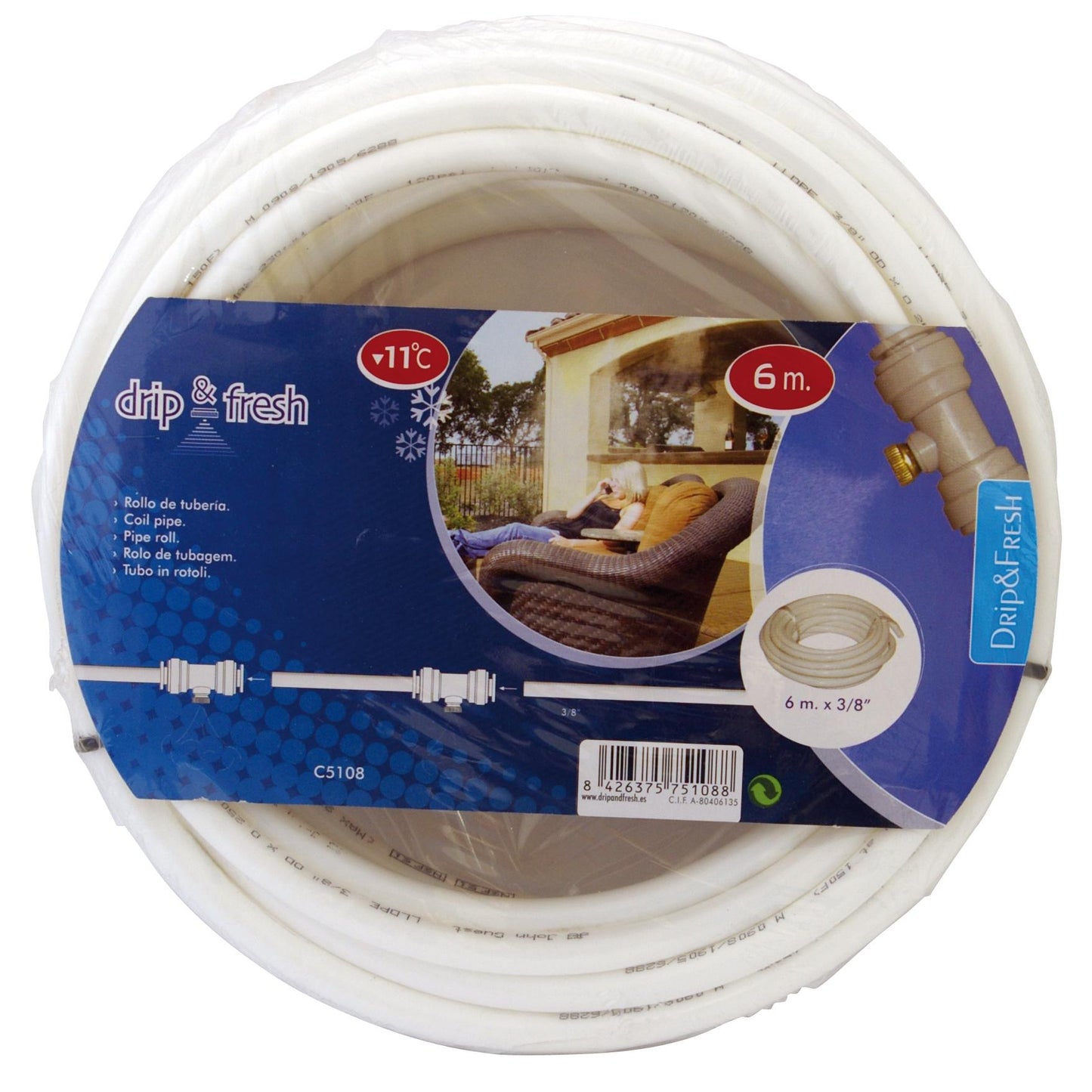 Rolo de tubo de nebulização DripFresh de 6 m