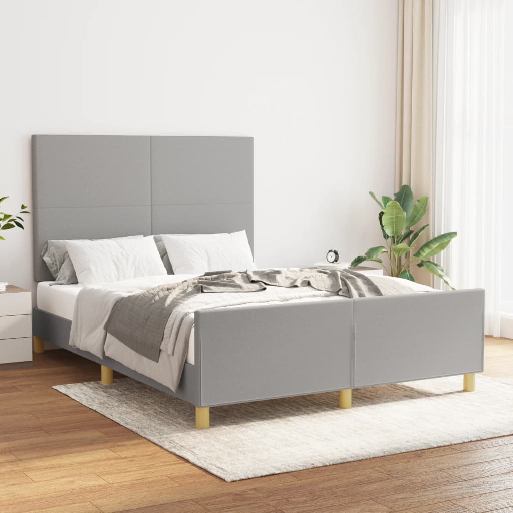 Estructura De Cama Con Cabecero De Tela Gris Claro 140x190 Cm / Vetonek_5