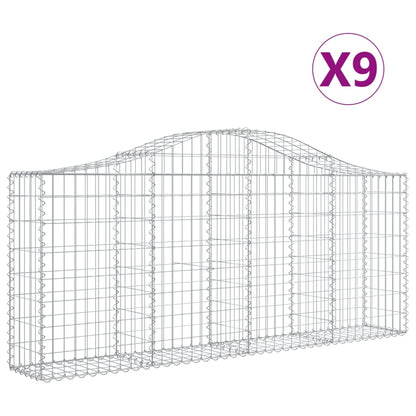 Cestas De Gaviones 9 Uds Forma De Arco Hierro 200x30x80/100 Cm_0