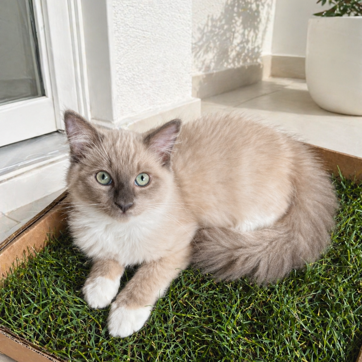 Petground, Arenero Para Gatos, Cama De Césped Natural, Hierba Gatera, Alfombra Olfativa S: 62 X 40 Cm_4