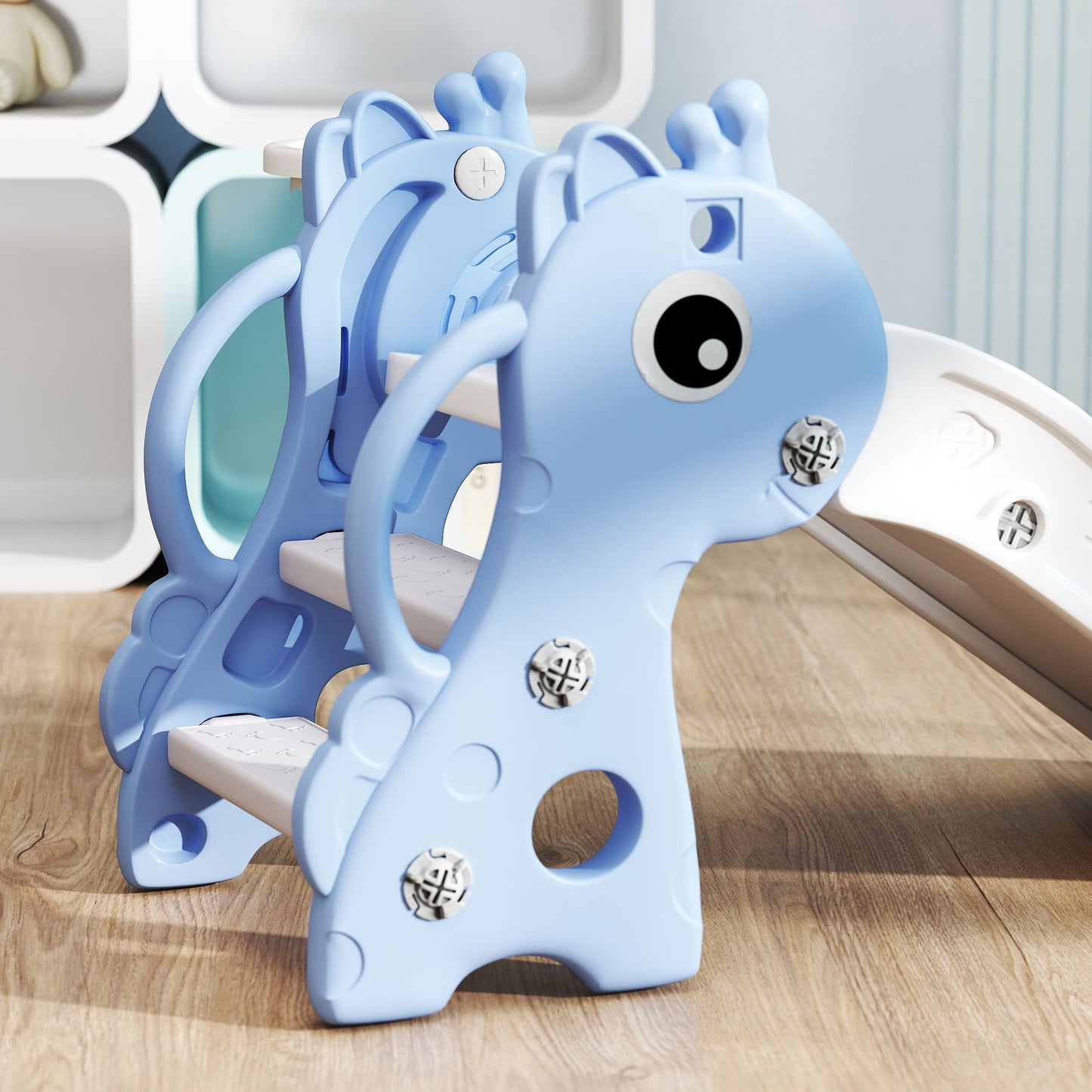 Aiyaplay Tobogán Infantil 3 En 1 Para Niños De 1-3 Años 106x51,5x52 Cm Azul_3