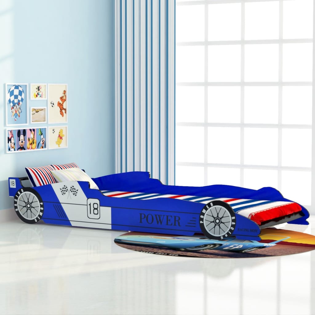 Cama Con Forma De Coche De Carreras Para Niños Azul 90x200 Cm / Vetonek_4