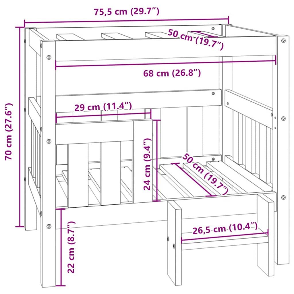 Vidaxl Cama Para Perros Madera Maciza De Pino 75,5x63,5x70 Cm_2