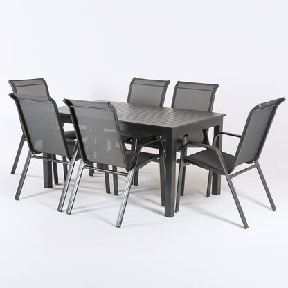 Conjunto Terraza Mesa Extensible Y Seis Sillones Apilables_2