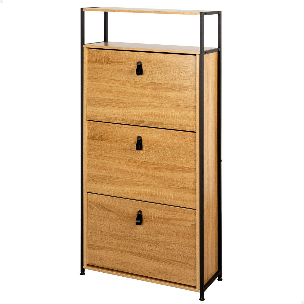 Max Home Mueble Zapatero Recibidor Madera Y Acero 3 Cajones 60x24x132 Cm_0