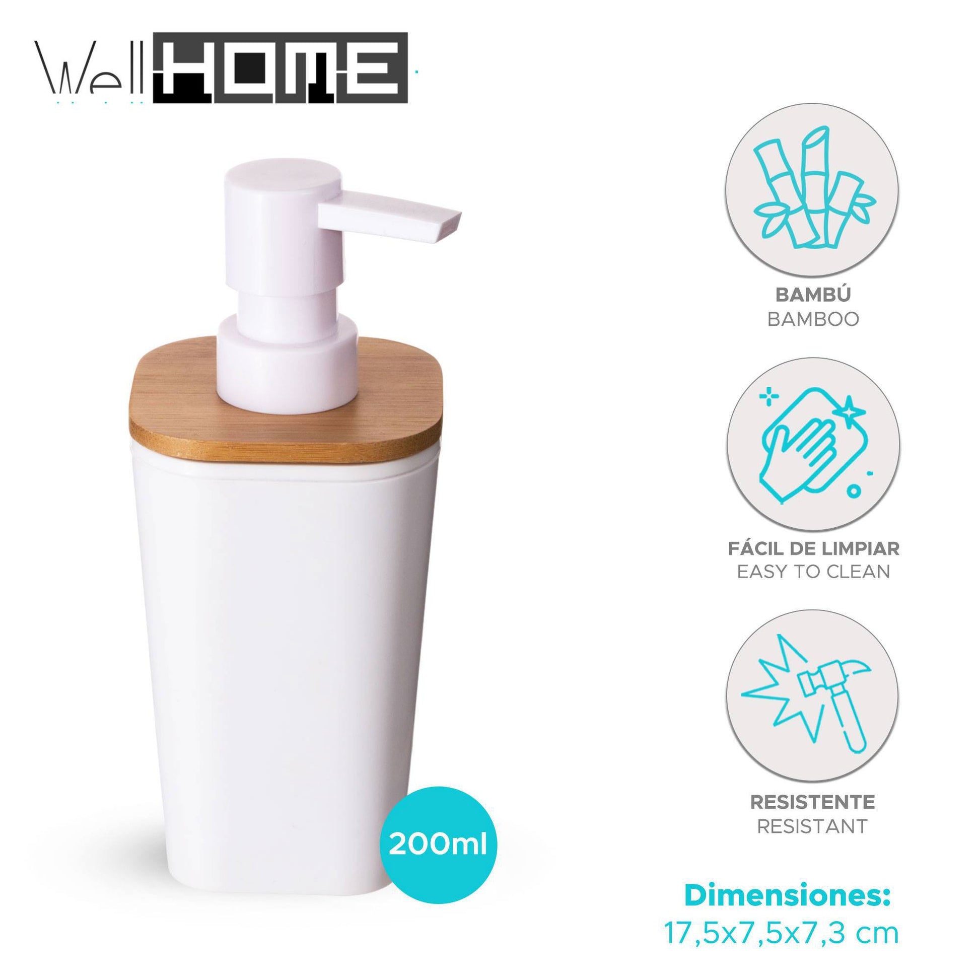 Dispensador De Jabón Blanco 'natureo' 200ml, Diseño Moderno Y Elegant_1