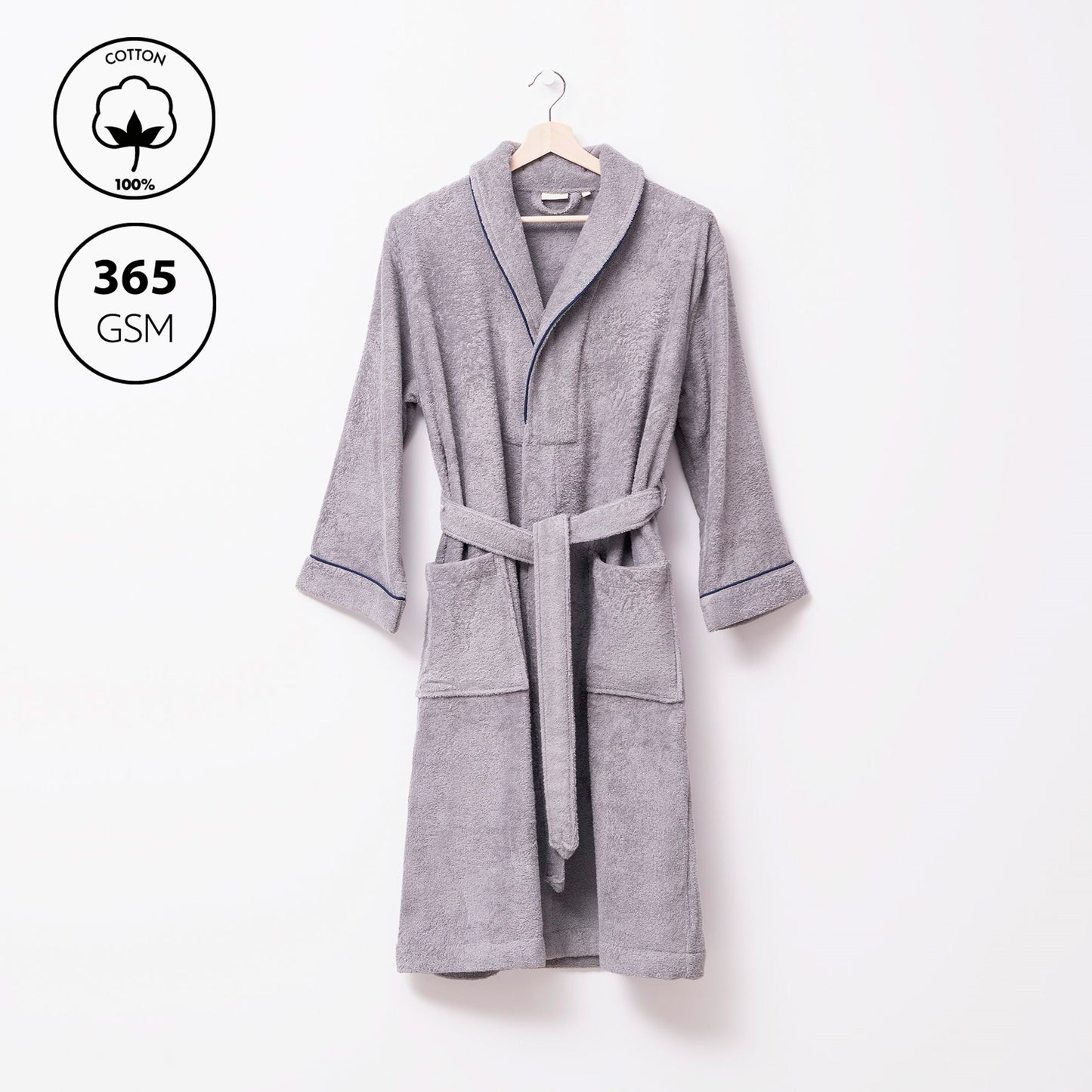 Albornoz S/m 100% Algodón 360gsm Gris Scalpers Home