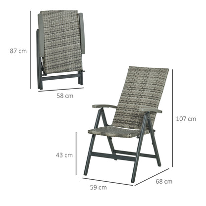 Outsunny Silla Plegable De Ratán Con 5 Posiciones Reclinable Aluminio 59x68x107_2