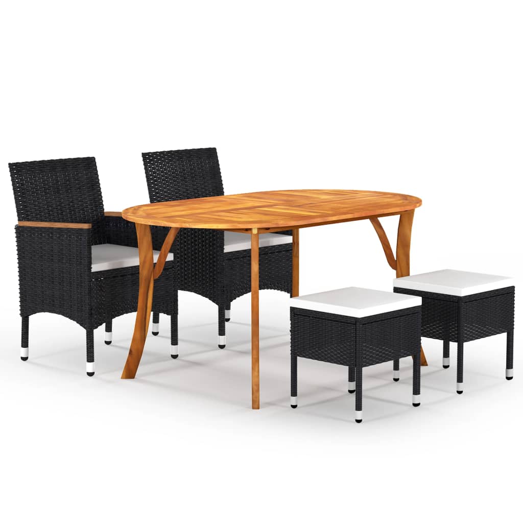 Juego De Comedor De Jardín De 5 Piezas Negro / Vetonek_1