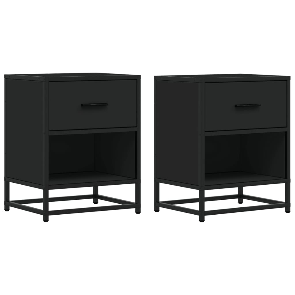 Mesitas De Noche 2 Uds Madera Ingeniería Negro 40x31x50 Cm_0