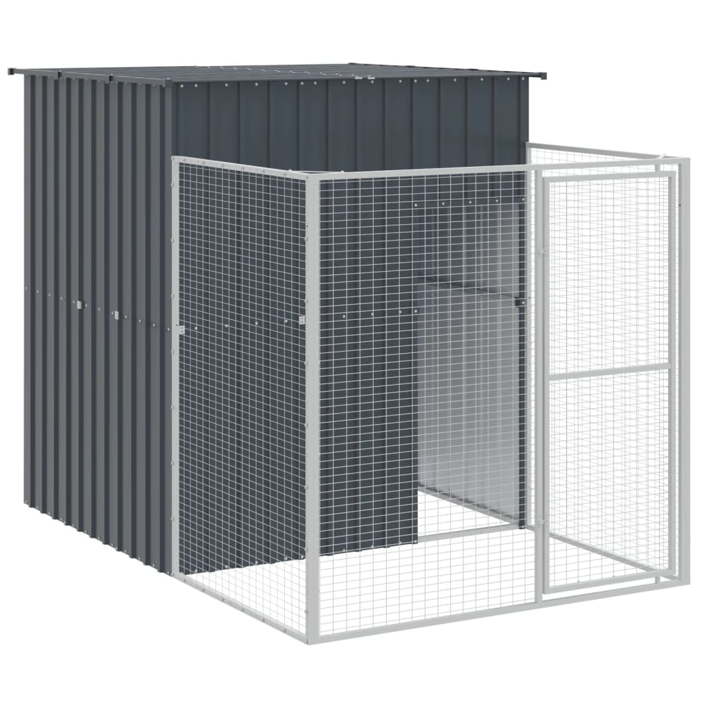 Caseta Perros Con Corral Acero Galvanizado Gris 165x1271x181 Cm_5