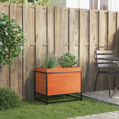 Jardinera De Madera Maciza Pino Marrón Cera 60x40x50 Cm_2