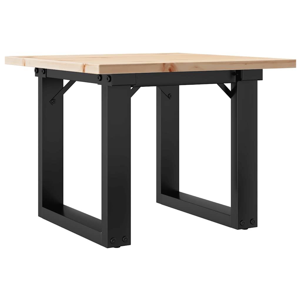 Mesa De Centro Marco O Madera Maciza Pino Y Acero 50x50x35 Cm_0