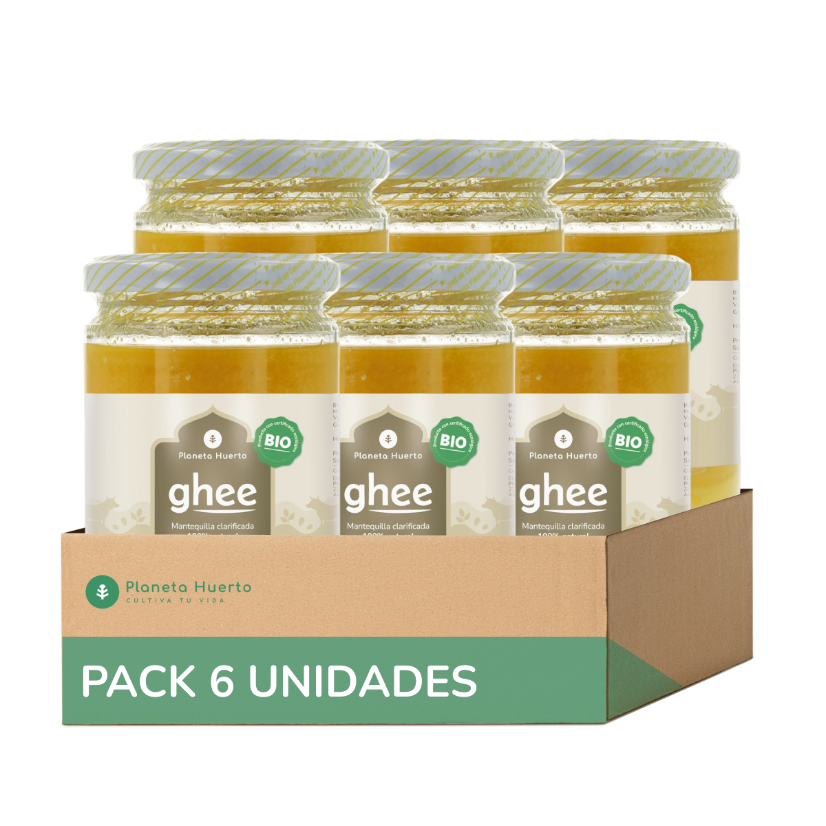 Embalagem de 6 Manteigas Clarificadas Ghee ECO Planeta Huerto 500 gr