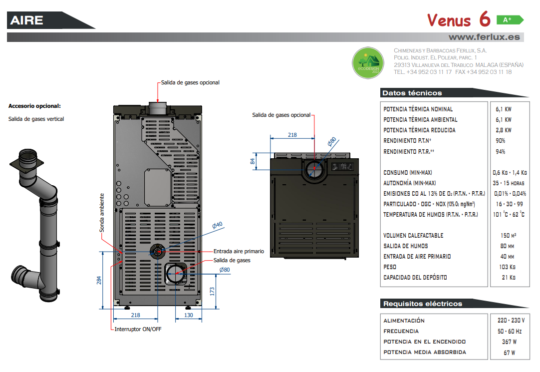 Bricosol Estufa De Pellets Venus 6 Blanco Perla De Ferlux_4