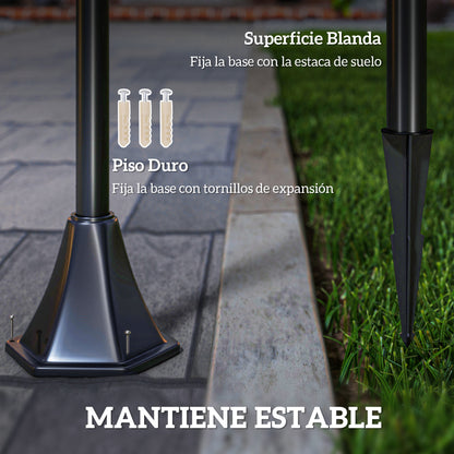 Farol Solar De Jardín Outsunny Plásico Negro 15x15x120cm_3