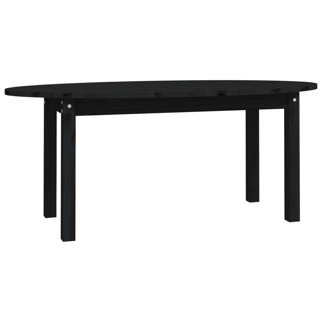 Mesa De Centro De Madera Maciza De Pino Negro 110x55x45 Cm_0