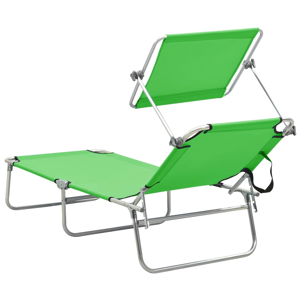 Tumbona Plegable Con Toldo Aluminio Verde_4