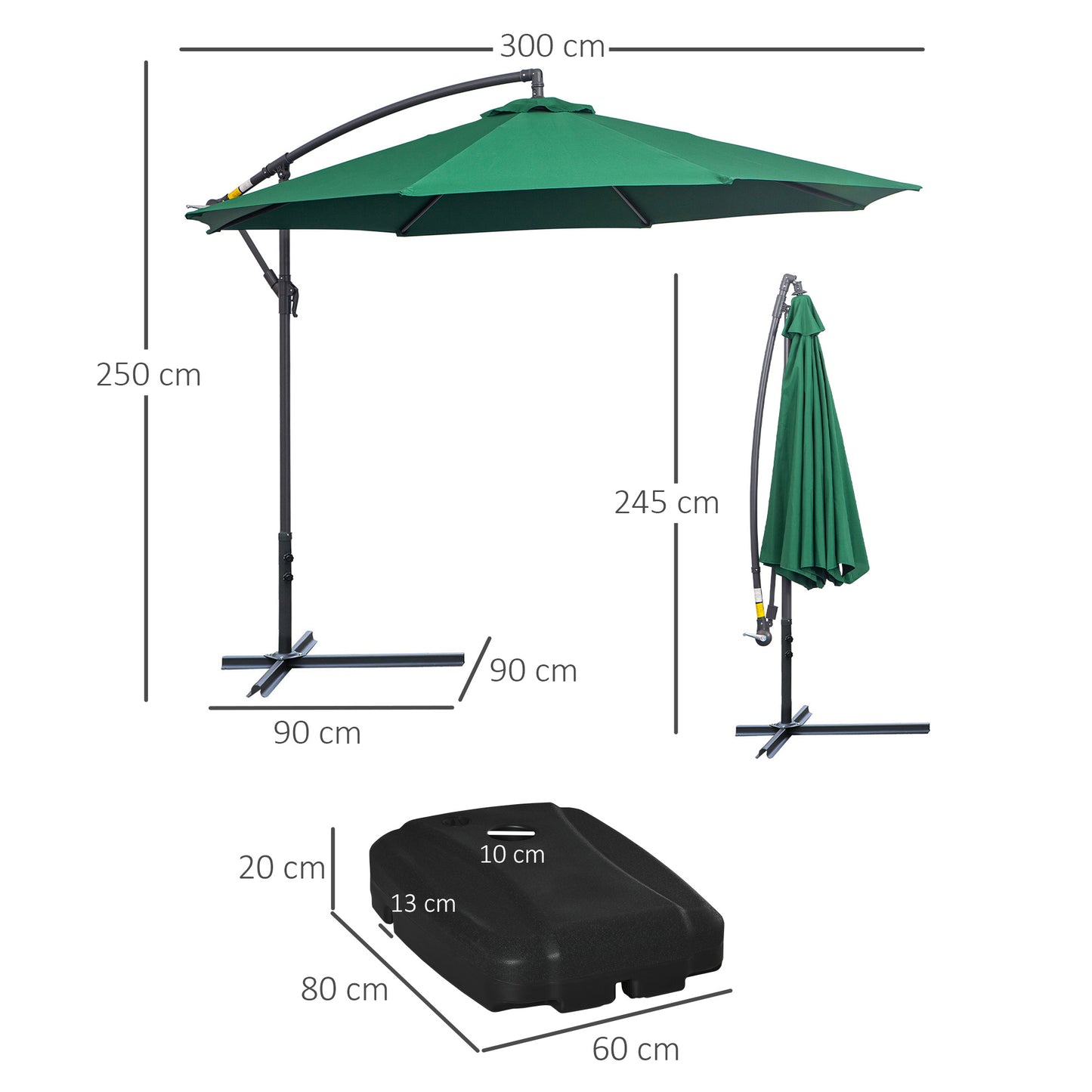 Outsunny Conjunto De Sombrilla Incluye 1 Sombrilla De Jardín Y 1 Base_2