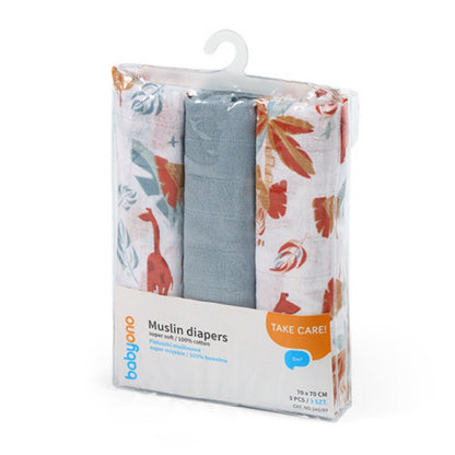 Babyono Pack 3 Muselinas Natural Algodón 70x70 Cm_1