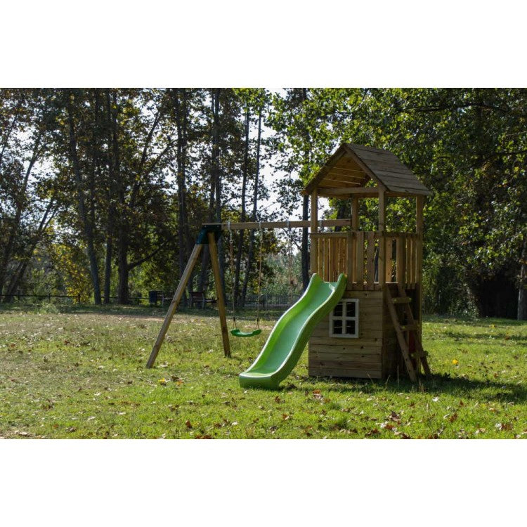 Parque Infantil Masgames Tibidabo L Techo De Madera Con Columpio Casita: Con Casita En La Base._5