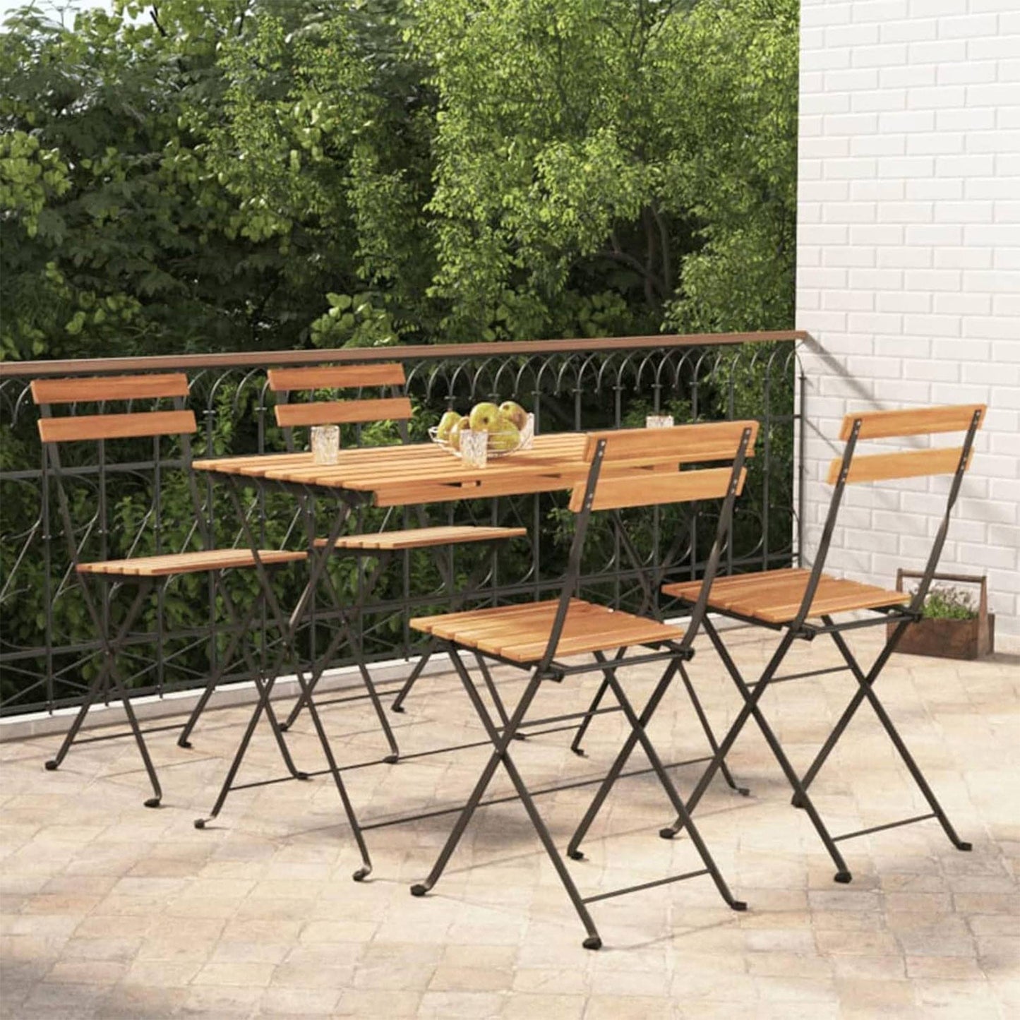 Well Home - Juego 'bistro' Mesa Y 4 Sillas En Madera Y Acero Negro_5