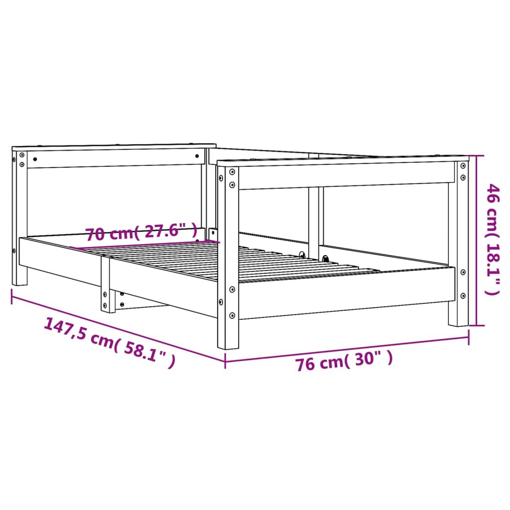 Vidaxl Estructura De Cama Para Niños Madera Maciza De Pino 70x140 Cm_2
