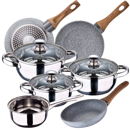 Bateria De Cocina 7 Piezas San Ignacio Faro De Acero Inoxidable Con Juego De Sartenes (22/24/26 Cm) San Ignacio Daimiel En Aluminio Forjado