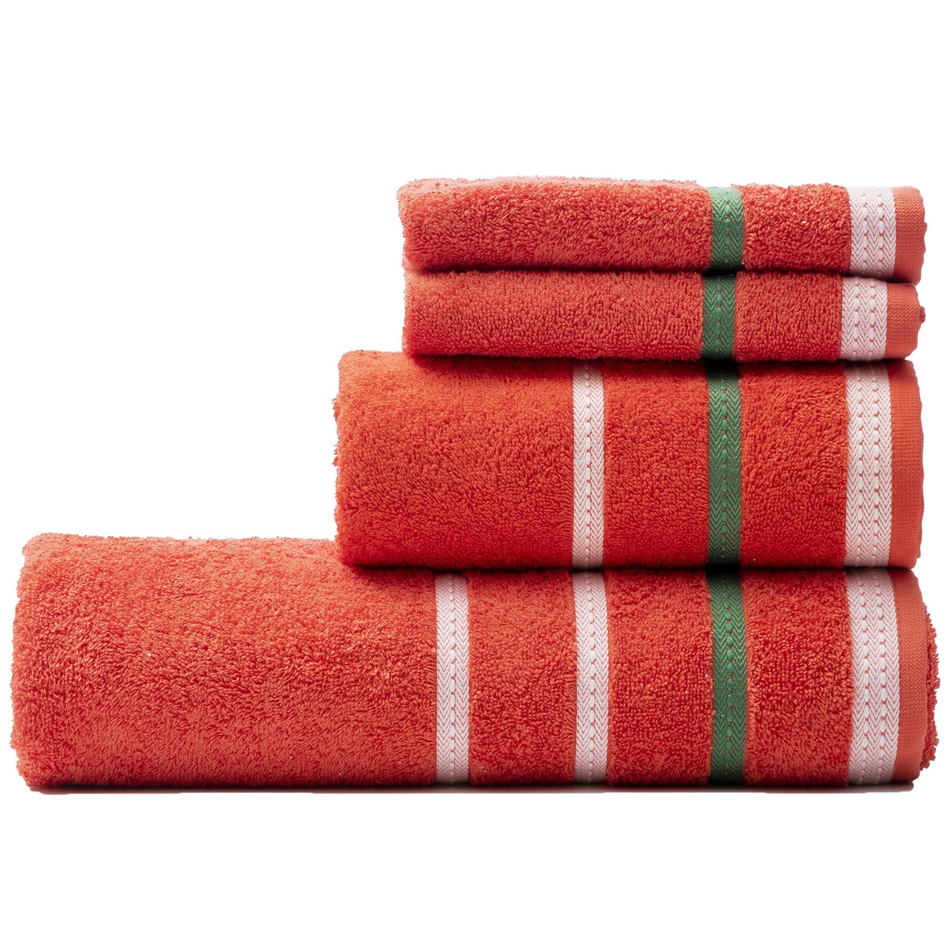 Set 4pc Toalla De Baño (1pc Toalla 50x90 + 1pc Toalla 70x140 Cm + 2pc Guantes De Ducha 15x21cm) 100% Algodón 450gsm Rojo Rainbow_3