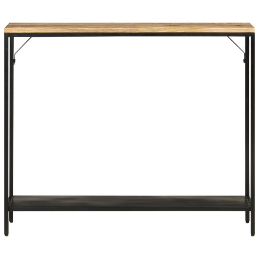 Mesa Consola Madera Maciza Mango Rugosa Y Hierro 90x30x75 Cm_0