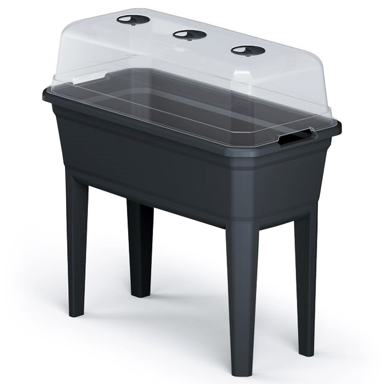 Jardinera Alta Con Cubierta Prosperplast Respana Ecoline De Plastico En Color Antracita 74,9 (largo) X 36,8 (ancho) X 77,7 (alto) Cm