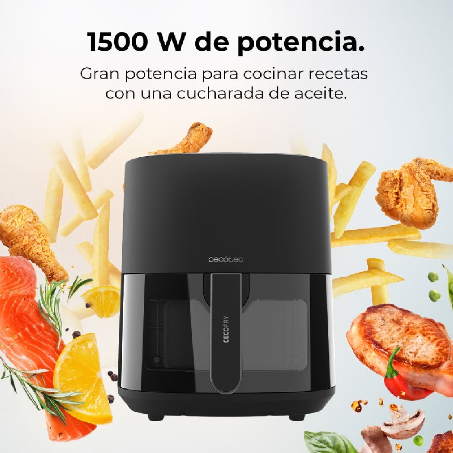 Freidora De Aire Sin Aceite De 5'5l Cecofry Fantastik Window 5500 Ventana 1500w, Tecnología Perfectcook, 9 Modos De Cocinado, Táctil, Regulable 80-2_1